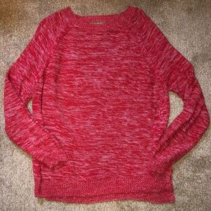 American Eagle Outfitters Red and White Sweater with key hole back